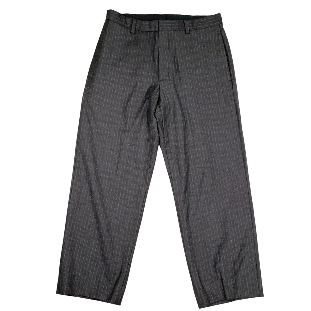 Banana Republic Pants Men 32W 30L Gray Pinstripe Gavin Wool Dress Trousers